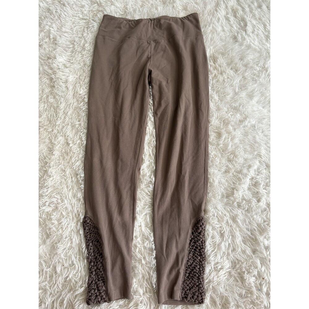 Soft Surroundings Brown Leggings with Crochet Trim